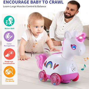 اسباب بازی پونی چرخ دار موزیکال Yerloa Musical Unicorn Crawling_اسباب بازی